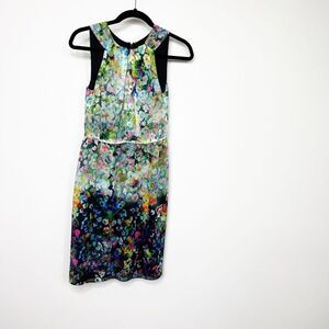 SHOSHANNA DRESS Womens 2 Sleeveless High Neck Floral Bright Elegant Classic